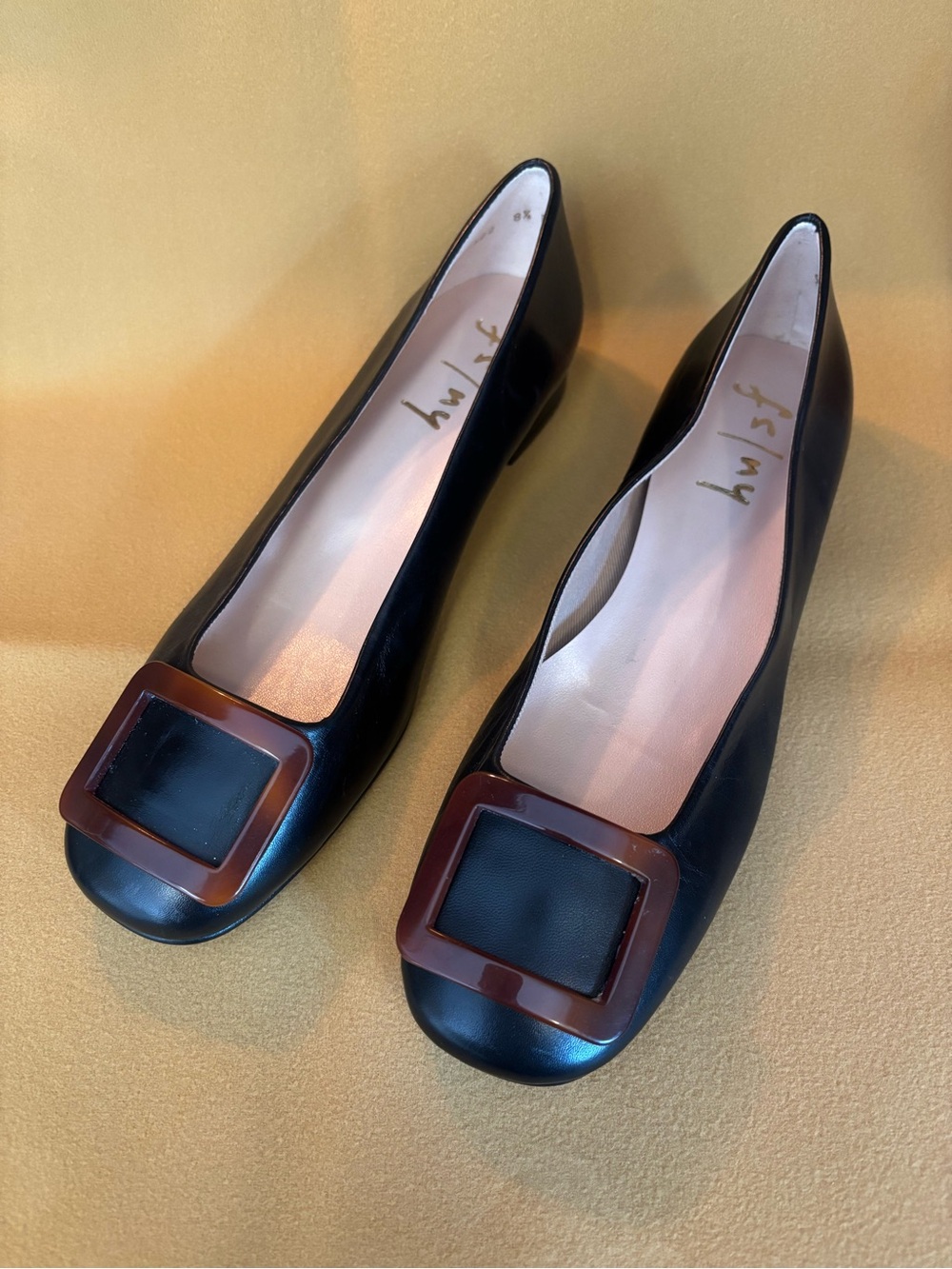 French Sole New York Black Leather Flats Drum-54, Size 8 1/2 B, NWOT